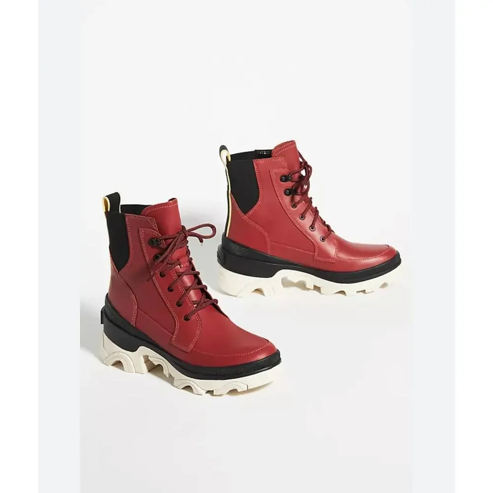 Sorel Brex Lug Sole Lace-Up Boots Wrap Red & Black Size US 7